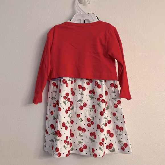 HB Little Girl Cherry Matching Set 3pc Outfit - Shoes, Jacket, Dress 9-12M NEW - Picture 5 of 7